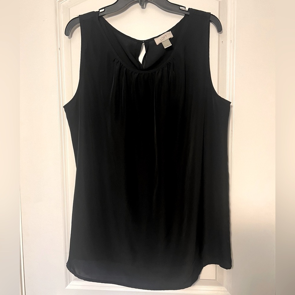 LOFT Black Dressy Sleeveless Top / Size XL / Classic Dress Tank / Flowy